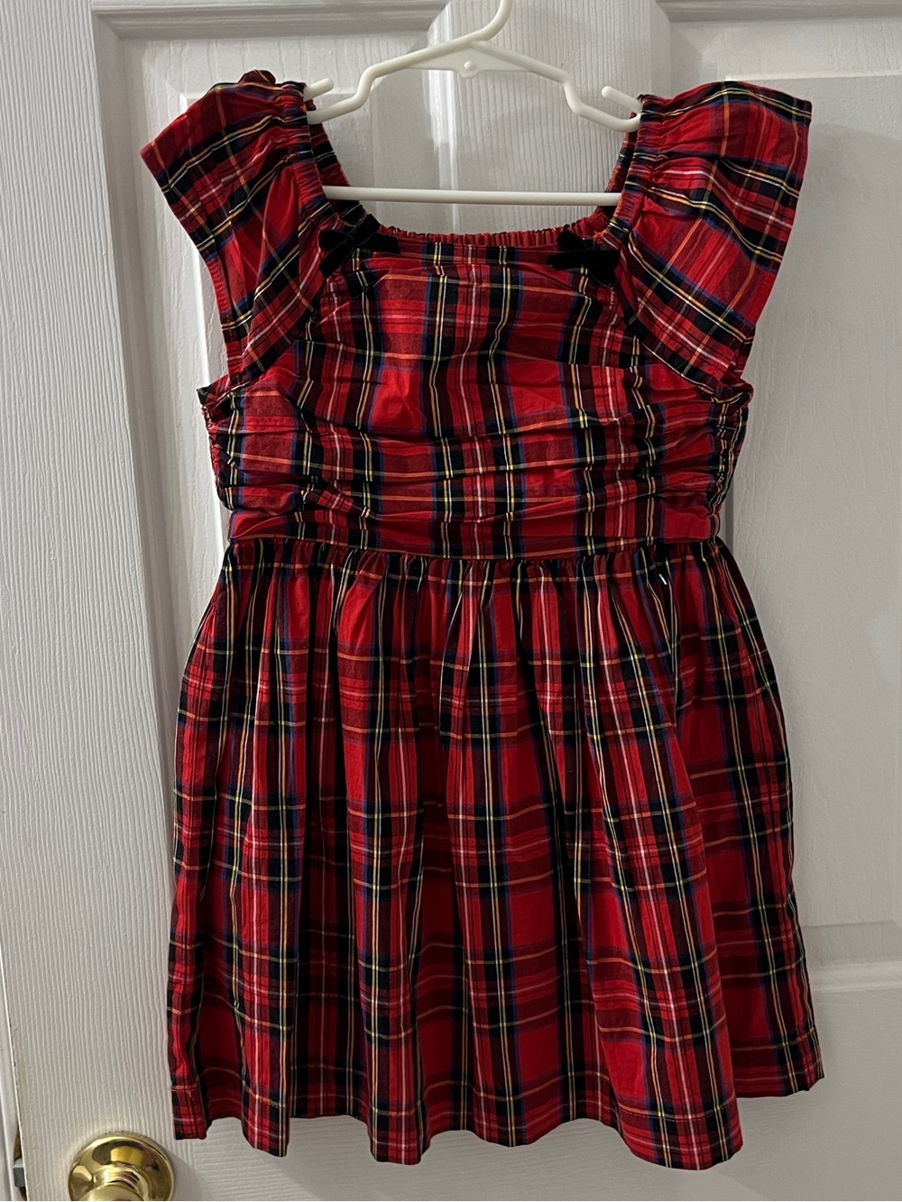 Crewcuts Girls Red Black Cotton Blend Tartan Plaid Dress Size 6 Holiday